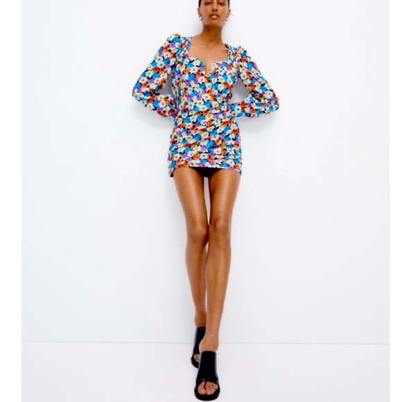 S 🔖 ZARA Floral Mini Dress - Picture 7 of 15